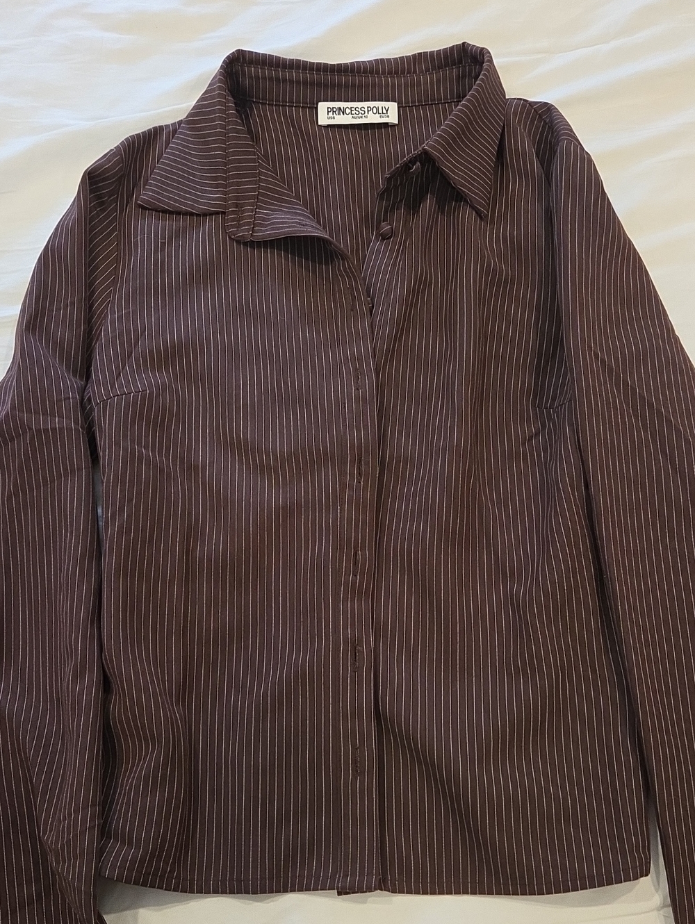 Princess Polly Brown Pinstripe Button Down Shirt